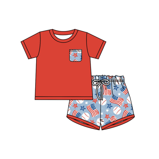 BSSO0876 4th of July Cute Kid Summer Short Sleeve Shirt Outfit Kid Clothing