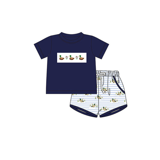 BSSO0884 Duck Cute Summer Short Sleeve Outfit Kid Clothing Sets