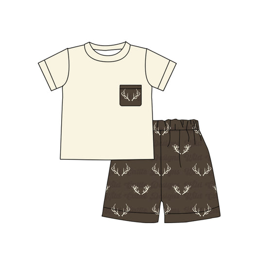 BSSO0896 Cow Clothes Summer Short Sleeve Outfit Kid Clothing Set