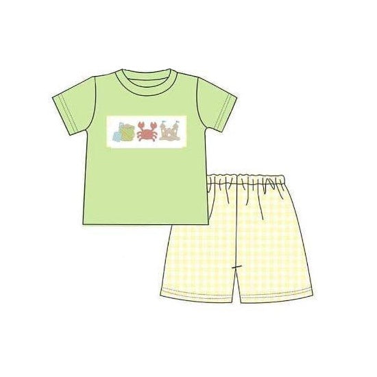 BSSO0910 Green Boy Clothes Summer Short Sleeve Kid Outfit