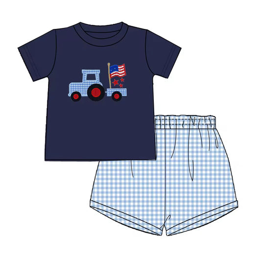 BSSO0911 Navy Blue Boy Clothes Summer Short Sleeve Kid Outfit