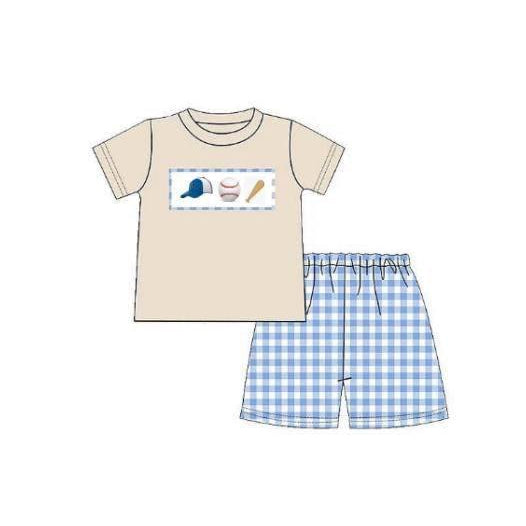 BSSO0919 Baseball Boy Clothes Summer Short Sleeve Kid Outfit