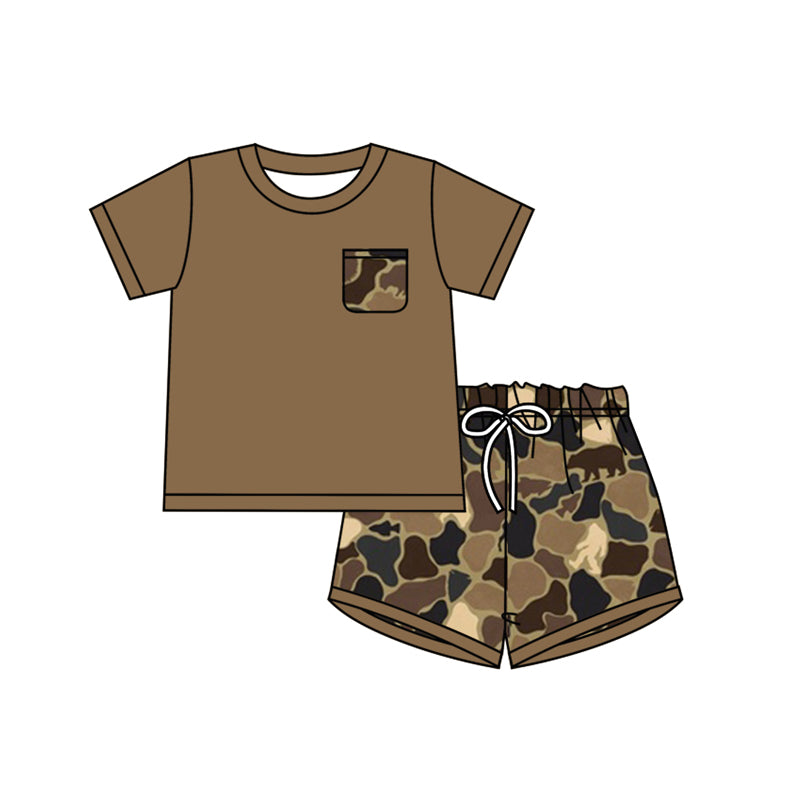 BSSO0933 Camo Boy Clothes Summer Short Sleeve Kid Clothing Set