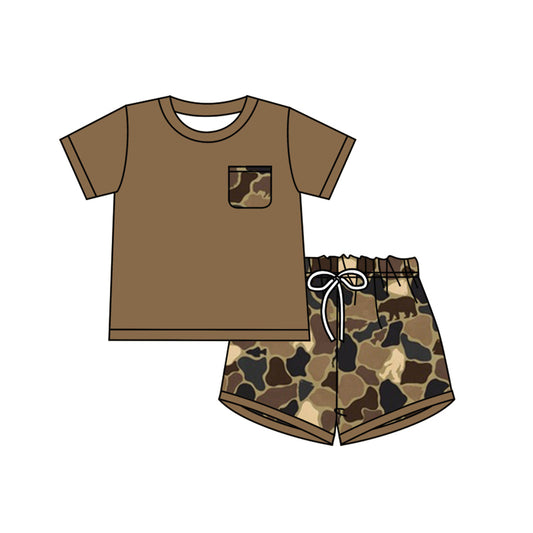 BSSO0933 Camo Boy Clothes Summer Short Sleeve Kid Clothing Set