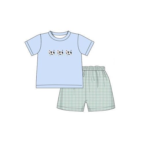 BSSO0935 Cow Cute Clothes Summer Short Sleeve Kid Clothing Set