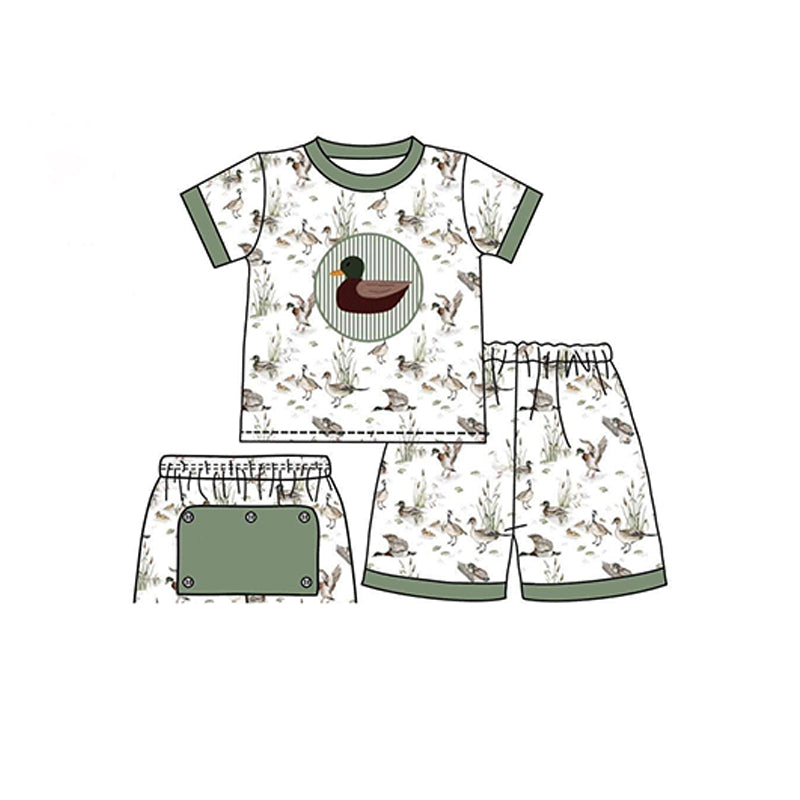 BSSO0938 Duck Cute Clothes Summer Short Sleeve Kid Clothing Set