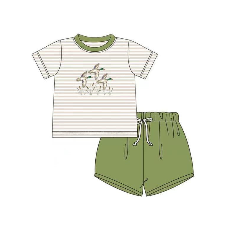 BSSO0941 Duck Boy Clothes Summer Short Sleeve Kid Clothing Set Boutique Outfits