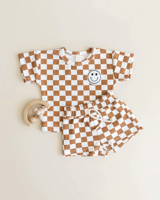 BSSO0976 Brown Cute Baby Children Boutique Kid Clothing Set