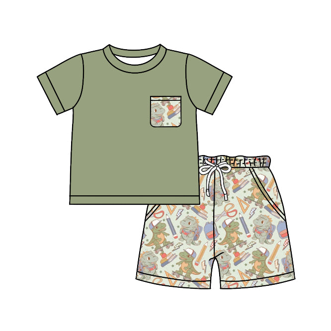 BSSO0981 Green Wholesale Baby Kids Children Boutique Kid Clothing Set