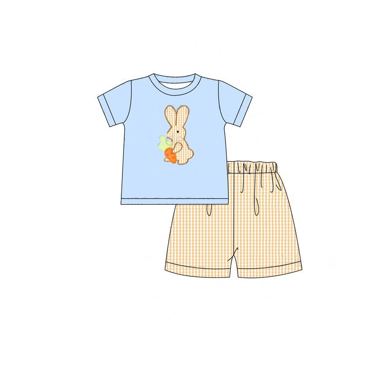 BSSO1071 Cute Blue Rabbit Boy Summer Camo Short Sleeve Wholesale Boutique Kid Outfit Clothing Set