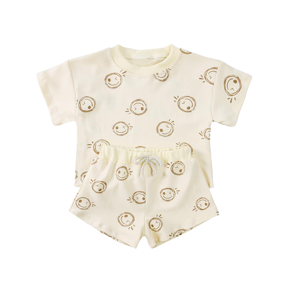 4.15 BSSO1423 Baby Boys Light Pink Short Sleeves Smiles Top Short Pajamas Set Pre order