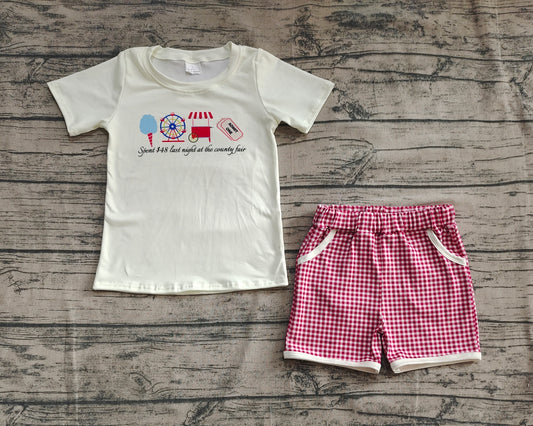 4.11 BSSO1468 Baby Boys Ice Cream Store Top Red Plaid Pockets Short Set pre order