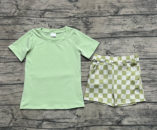4.18 BSSO1470 Baby Boys Aqua Short Sleeves Top Plaid Short Set Pre order