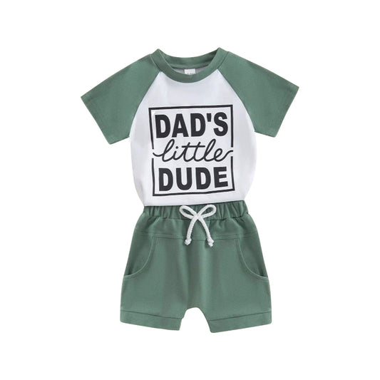 3.28 BSSO1475 Baby Boys Aqua Short Sleeves Dad's Litter Top Pockets Short Set Pre order