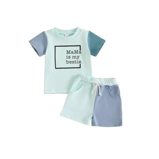 3.28 BSSO1478 Cute Baby Boys Short Sleeves Top Pockets Short Set Pre order