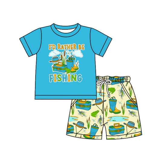 4.8 BSSO1496 Baby Boys Blue Short Sleeves Fishing Top Pockets Short Set Pre order