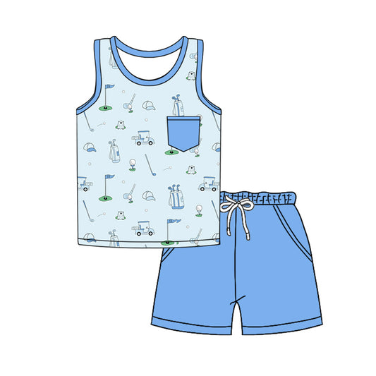 4.11 BSSO1500 Baby Boys Golf Tank Top Blue Shorts Set Pre order