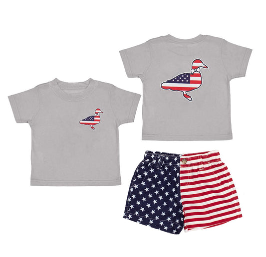4.12 BSSO1505 Baby Boys July 4th Duck Shorts Outfit Pre order