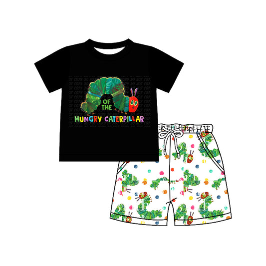 4.15 BSSO1511 Baby Boys Black Short Sleeves Caterpillar Top Pockets Short Set Pre order
