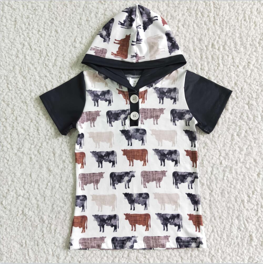 BT0009  Summer Boys Western Hoodie Top With Pocket