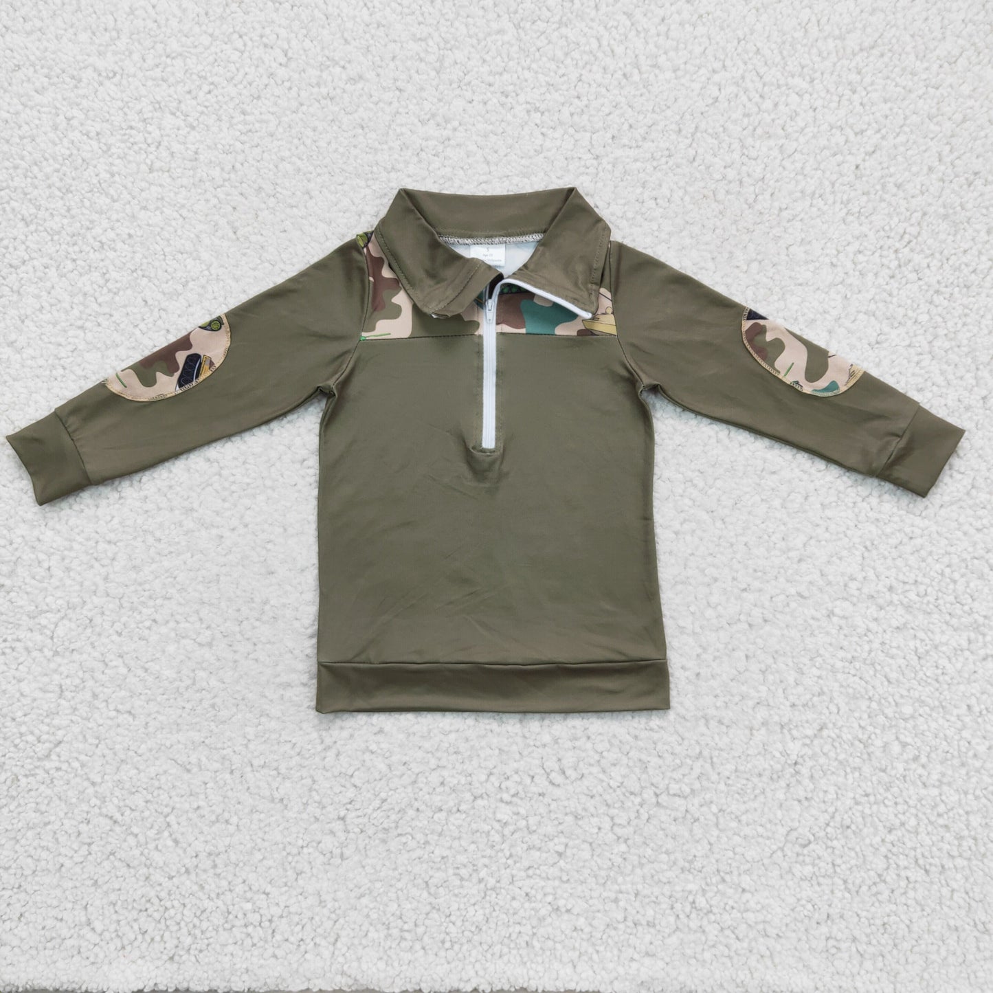 BT0098 Cute Baby Boys Long Sleeves Fishing Zipper Pullovers Top