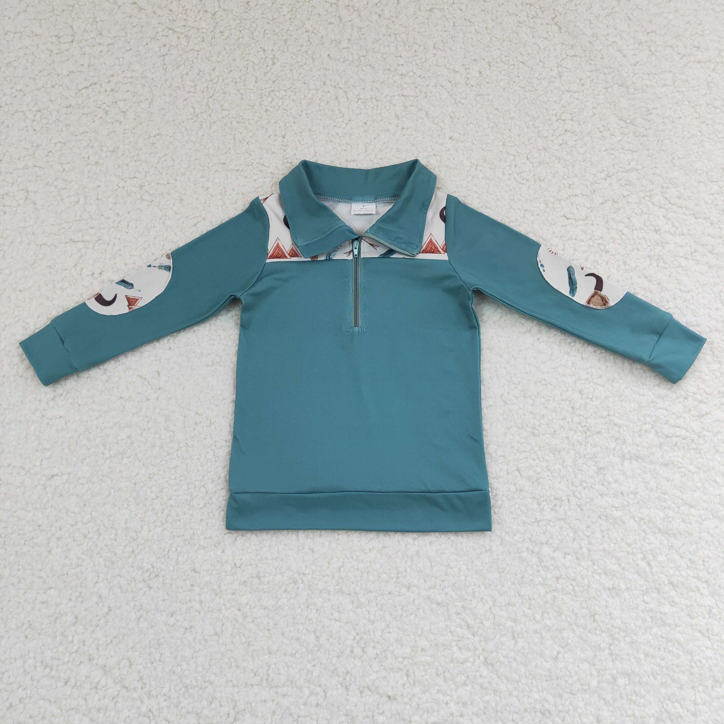 BT0105 Boutique Blue Cute Baby Boys Long Sleeves Fishing Zipper Pullovers Top