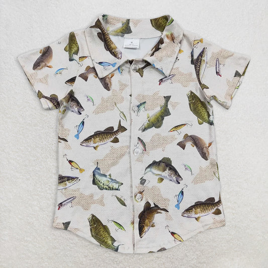 RTS NO MOQ Summer Baby Boys Shirt BT0179 Fishing Short Sleeve T-shirts Button Up tops