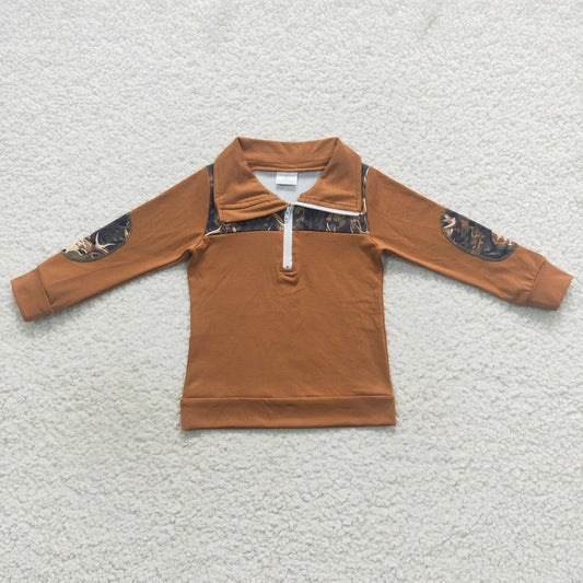 BT0305 Camo Boutique Cute Baby Boys Long Sleeves Fishing Zipper Pullovers Top