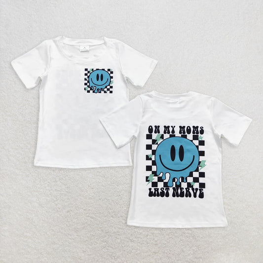 RTS NO MOQ Summer Baby Boys Shirt BT0351 Mom Nerve Plaid Blue Short Sleeve Shirts