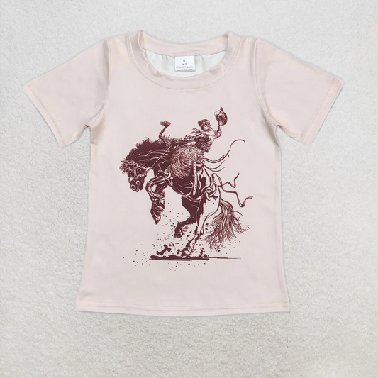 RTS NO MOQ Summer Baby Girls Short Sleeve BT0434 Western Rodeo Horse Short Sleeve Shirts Tops