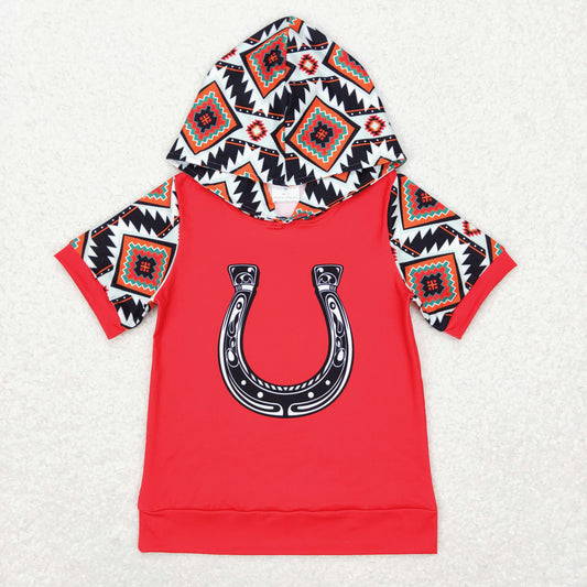 BT0459  Red Cow Cute Baby Boys Short Sleeves Fishing Zipper Pullovers Top