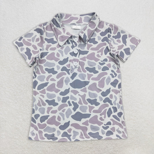RTS NO MOQ Summer Baby Boys Shirt BT0597 Camo Hunting Short Sleeve Buttons Tee Shirt Tops