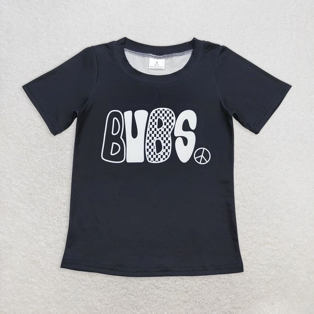 5.19 RTS NO MOQ Summer Baby Boys Shirt BT0617 Black Bubs Short Sleeve Tee Shirts Tops