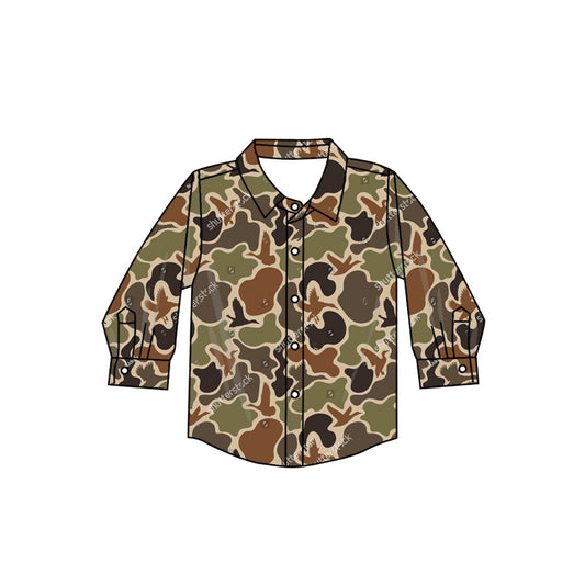 BT0761 Camo Design Cute Baby Kid  Hooded Pocket Long Sleeve Tops Shirts