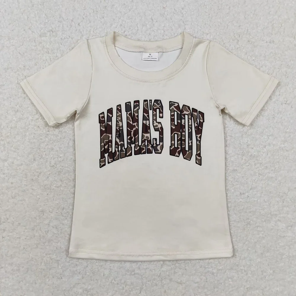 RTS NO MOQ Summer Sibling Baby Boys Mama's Boy Camouflage Short Sleeve Tee Shirts Tops