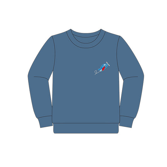 BT0877 Baby Boys Blue Plane Long Sleeve Tee Shirts Tops