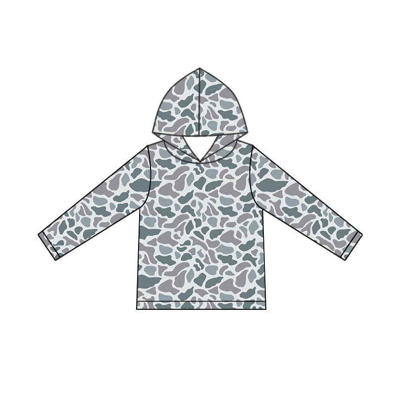 BT0922 Gray Baby Boys Dark Camo Long Sleeve Hoodie Top