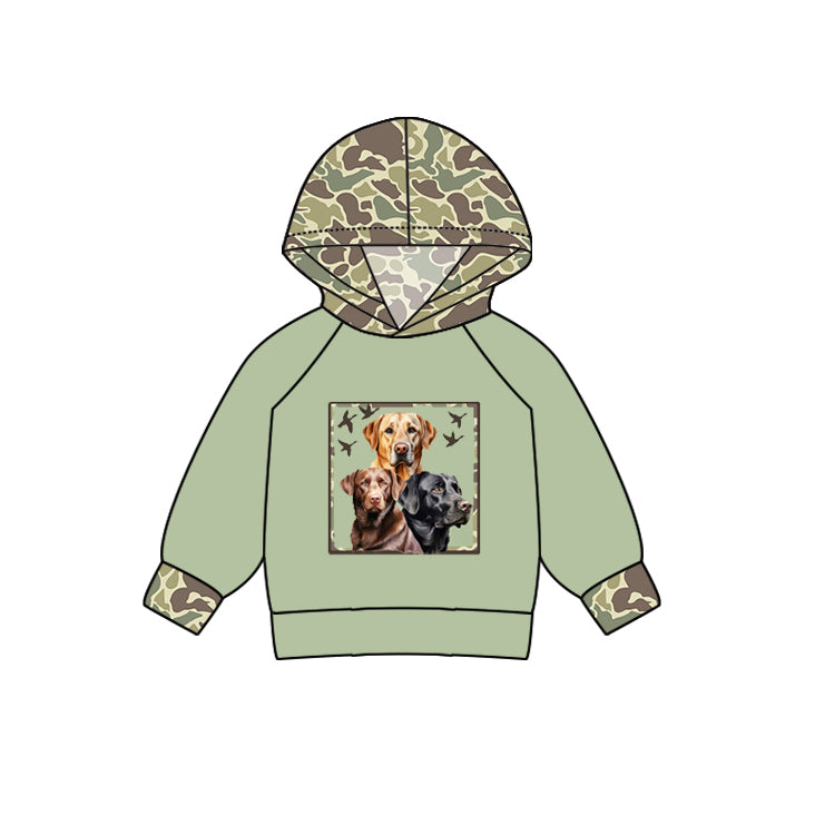 BT0967 Camo Dog Wholesale Boys Long Sleeve Hoodie Top Shirts