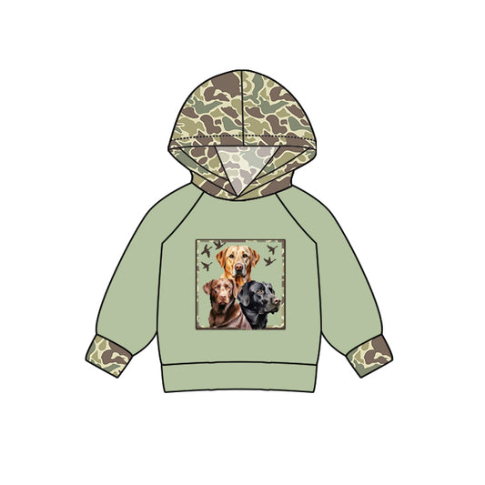 BT0967 Camo Dog Wholesale Boys Long Sleeve Hoodie Top Shirts