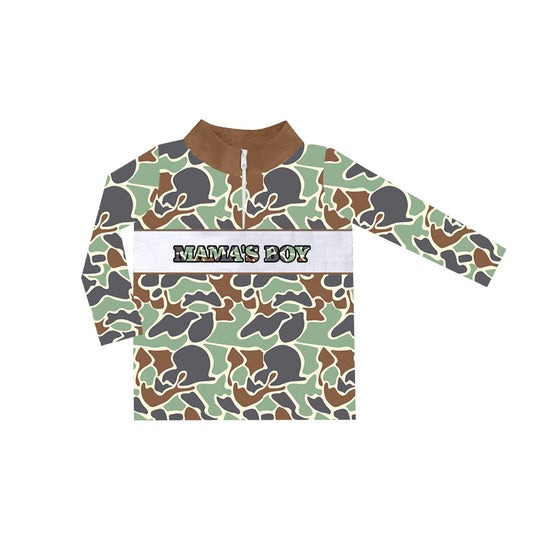 BT0969 Green Camo Wholesale Boutique Boys Long Sleeve Hoodie Top Shirts