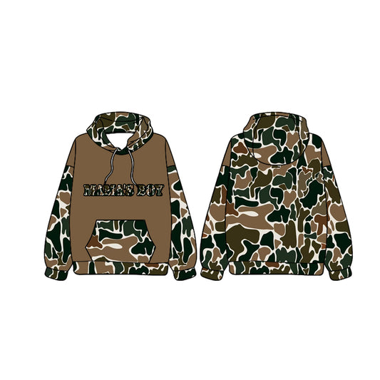 BT0980 Dark Camo Wholesale Boys Long Sleeve Hoodie Top Shirts