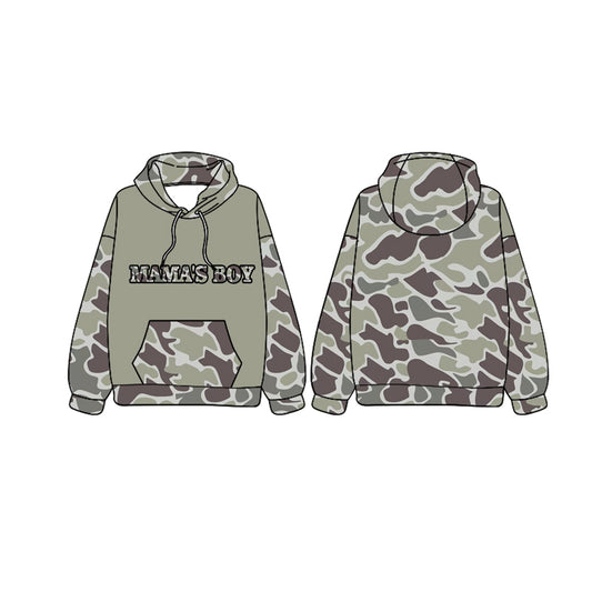 BT0984 Gray Camo Wholesale Boys Long Sleeve Hoodie Top Shirts