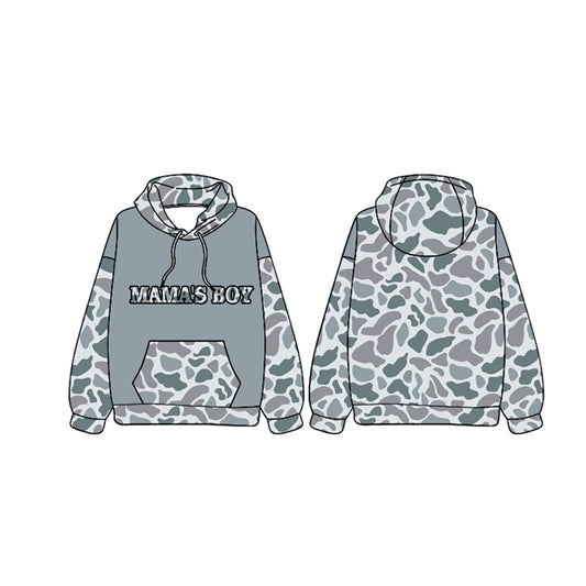 BT0986 Light Gray Camo Wholesale Boys Long Sleeve Hoodie Top Shirts