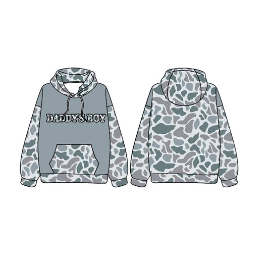 BT0987 Cute Light Gray Camo Wholesale Boys Long Sleeve Hoodie Top Shirts