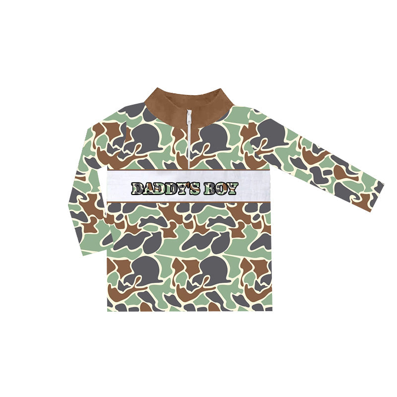 BT0999 Green Camo Boys Long Sleeve Hoodie Top Shirts