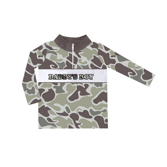 BT1001 Gray Camo Boys Long Sleeve Hoodie Top Shirts