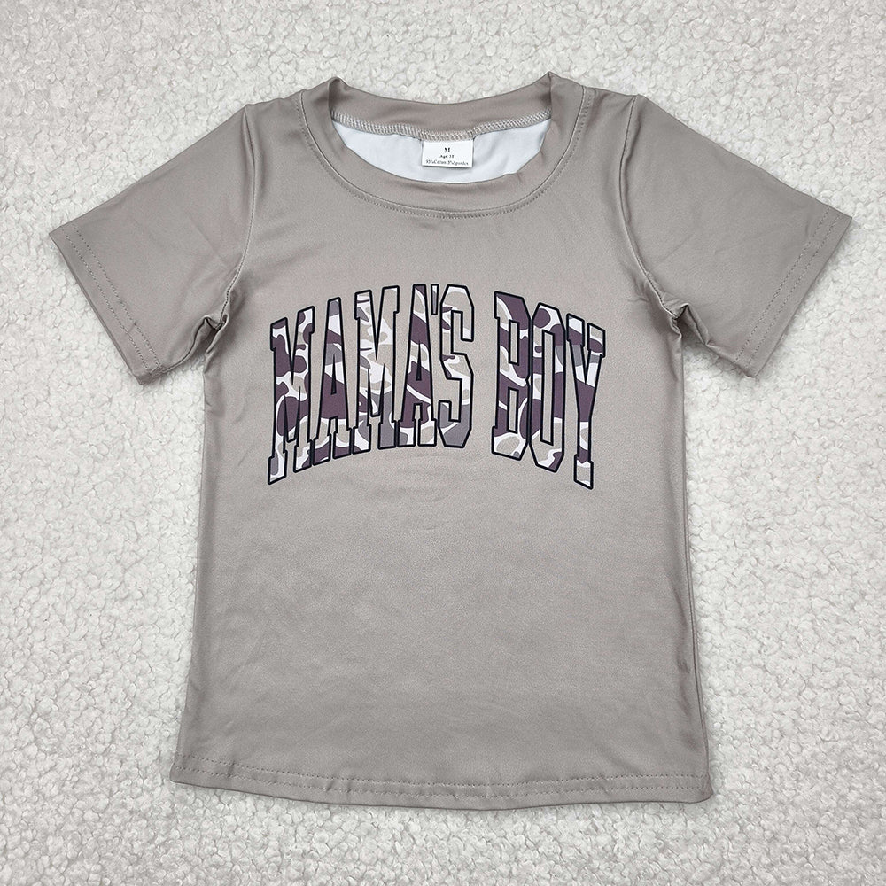 RTS NO MOQ Summer Sibling Baby Boys Mama's Boy Camouflage Short Sleeve Tee Shirts Tops