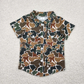 RTS NO MOQ Summer Sibling Baby Boys Western Camo Short Sleeves Button Pockets Shirts Tops