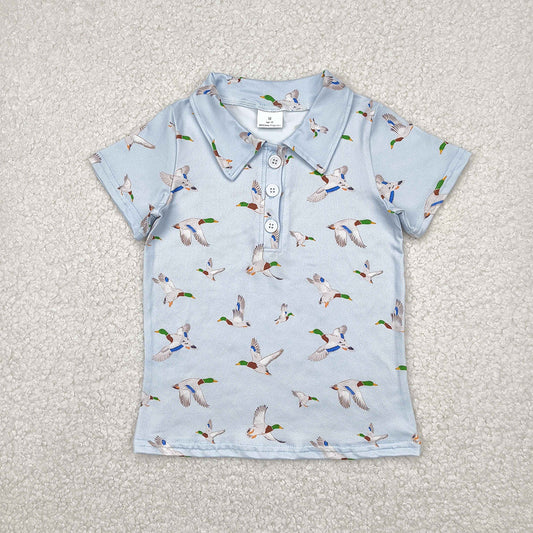 RTS NO MOQ Summer Baby Boys Shirt BT1210 Short Sleeves Button Ducks Polo Shirts Tops