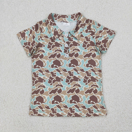 RTS NO MOQ Summer Baby Boys Shirt BT1212 Short Sleeves Button Khaki Camouflage Polo Shirts Top